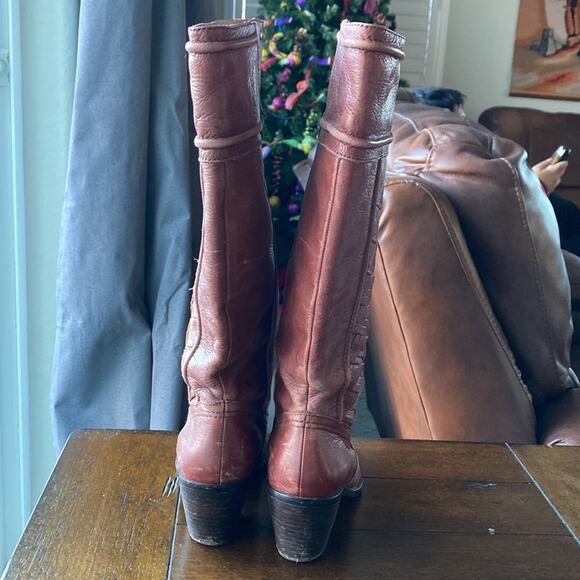 Fossil Felicia Chili Brown Leather hit just below the knee distressed size 6.5 - Picture 6 of 9